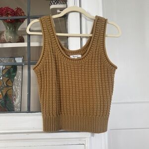 Madewell Texture-Stitched Knit Sweater Tank / Dark Khaki